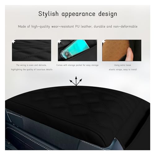 image for Ziciner Car Center Console Cover, Leather Memory Foam Armrest Cushion 