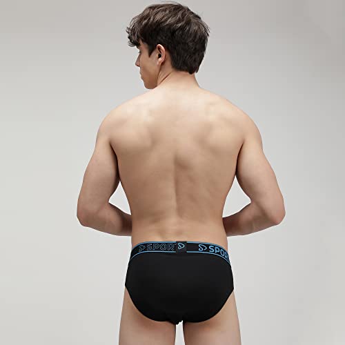 Image of sporto Men's Solid Cotton Brief with Soft Elastic Waistband (Pack of 3) Black