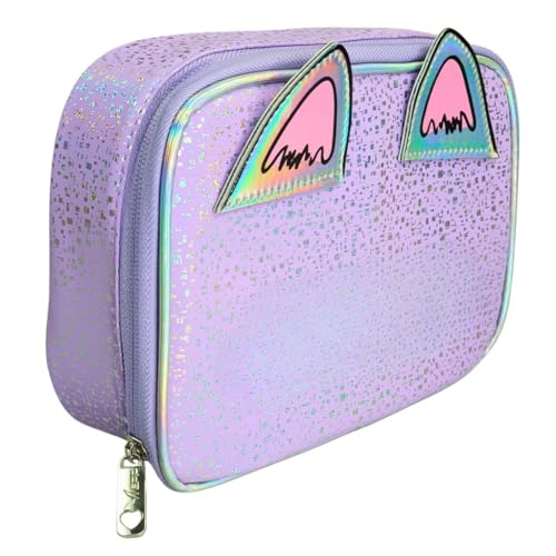 Estojos com compartimentos，Estojo Escolar Organizador Porta Lápis Box Grande Com Elásticos e Fechamento Zíper Degrade(Lilás gatinho)