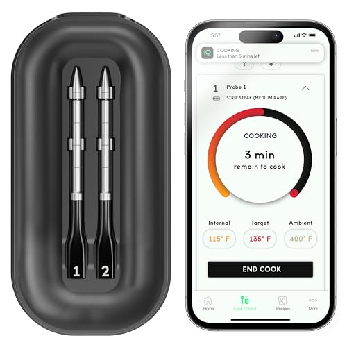 CHEF iQ Smart Wireless Meat Thermometer with 2 Ultra-Thin Probes, Unlimited Range Bluetooth Meat Thermometer, Digital Food Thermometer for Remote Monitoring of BBQ Grill, Oven CHEF iQ Smart Wireless Meat Thermometer with 2 Ultra-Thin Probes, Unlimited Range Bluetooth Meat Thermometer, Digital Food Thermometer for Remote Monitoring of BBQ Grill, Oven