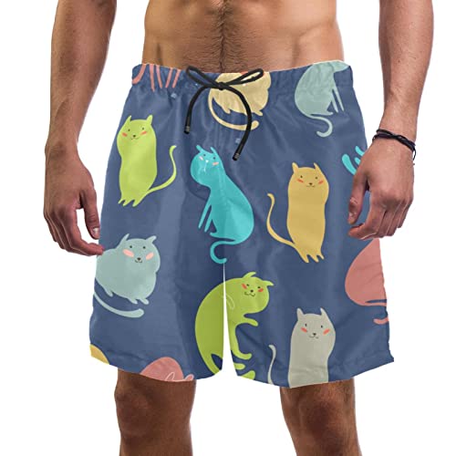 Short de bain homme chats colorés idéal pour vos journées de plage ensoleillées