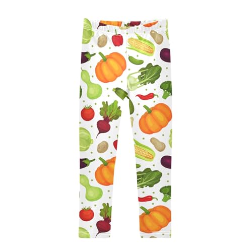 Fresh Vegetables Pattern Girls Leggings,Workout Leggings for Girls Toddler Athletic Leggings Size for 3-10T