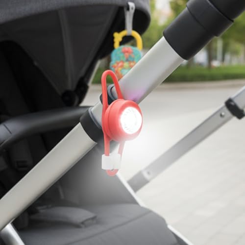 Image of Safe-O-Kid Universal Baby Stroller LED Light - Waterproof, Multipurpose, Adjustable Night Lights with Batteries for Outdoor Safety, Red, Pack of 2
