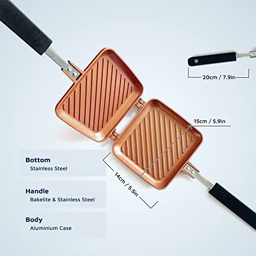 Jean-Patrique Stovetop Panini Grill Press Sandwich Maker, Copper – Ceramic Nonstick Grilled Cheese Maker with Handles - Indoor & Outdoor Double-sided Sandwich Toaster by Jean-Patrique - Used condition - Image 7