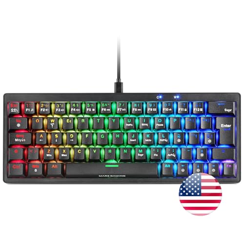 MARSGAMING MKMINIPRO, Tastiera Meccanica Ultra-Compatta 60%, Switch Meccanici Hot-Swappable, Illuminazione RGB Chroma, Tastiera Gaming Antighosting, Multipiattaforma, Interruttore Blu, US, Nero - Tastiera gaming - Immagine 5