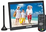 Denver LED-1032-10 inch Wide Super VGA Digital Portable TV – Rechargeable – 12 Volt – USB & Recording - Camping, Kitchen, Caravan Small TV – Battery, Car or Mains Power