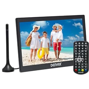 Denver LED-1032-10 inch Wide Super VGA Digital Portable TV – Rechargeable – 12 Volt – USB & Recording – Camping, Kitchen, Caravan Small TV – Battery, Car or Mains Power