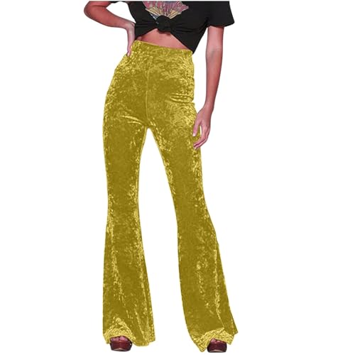 Pantalon de yoga en velours évasé à taille haute pour femme
