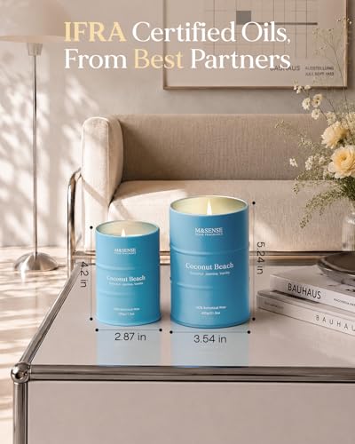 Image of M&SENSE Coconut Beach Scented Candles Large Summer Candle, Natural Soy Candles 21.2oz Beach Candle,Aromatherapy Candle for Stress Relief Meditation Relaxing