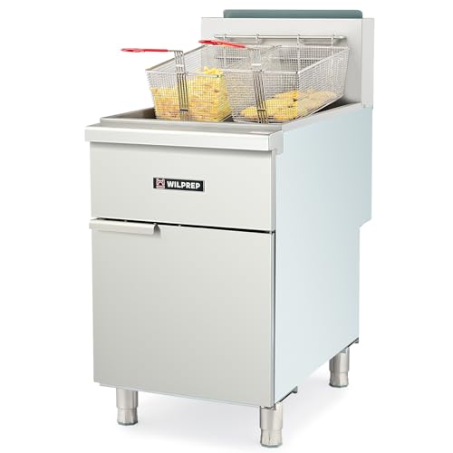 WILPREP Commercial Gas Floor Fryer, 5 Burner Commercial Deep Fryer with 2 Baskets 150000 BTU 100 lb. Capacity 400°F Constant Temperature, Stainless Steel Natural Gas Deep Fryer for Restaurant Kitchen