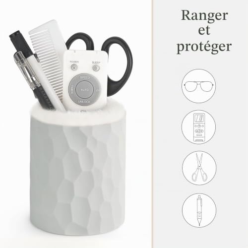 Mkono Support de lunettes doublé en peluche - Support de protection anti-rayures, gris, taille unique – vue 5