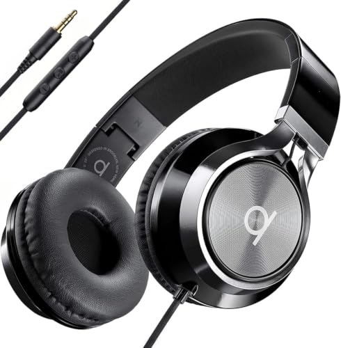 ARTIX CL750 Wired Headphones with Mic — Noise Isolating On-Ear Headphones for Computer and Laptop Wired, Plug in Corded Headphone with Wire (Foldable, Aux Jack 3.5mm)