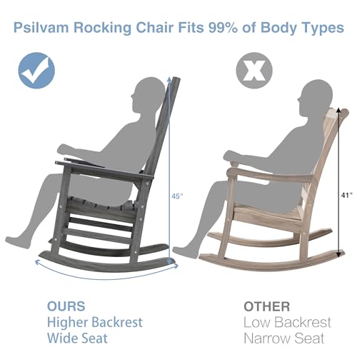 Image of Psilvam Outdoor Rocking Chairs Set of 2, Oversized Porch Rocker (Dark Grey)