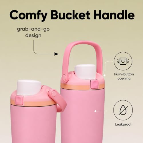 Image of HomeCloud 900ML Stainless Steel Water Bottle - Double-Wall Vacuum Insulated, Leakproof Straw Lid, BPA-Free Reusable Travel Flask with Two-Way Spout for Gym, Office & Outdoor Use (Pink)