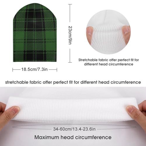 Christmas Green Black Plaid Kids Beanie Hat for for Girls Boys Children Cap Winter Knitted Chemo Cancer Headwear Accessories Gifts Decoration2