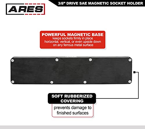 Image of ARES 70234-26-Piece 3 /8-Inch SAE Magnetic Socket Organizer - Holds 13 Standard Size and 13 Deep Size Sockets - Keep Your Tool Box Organized