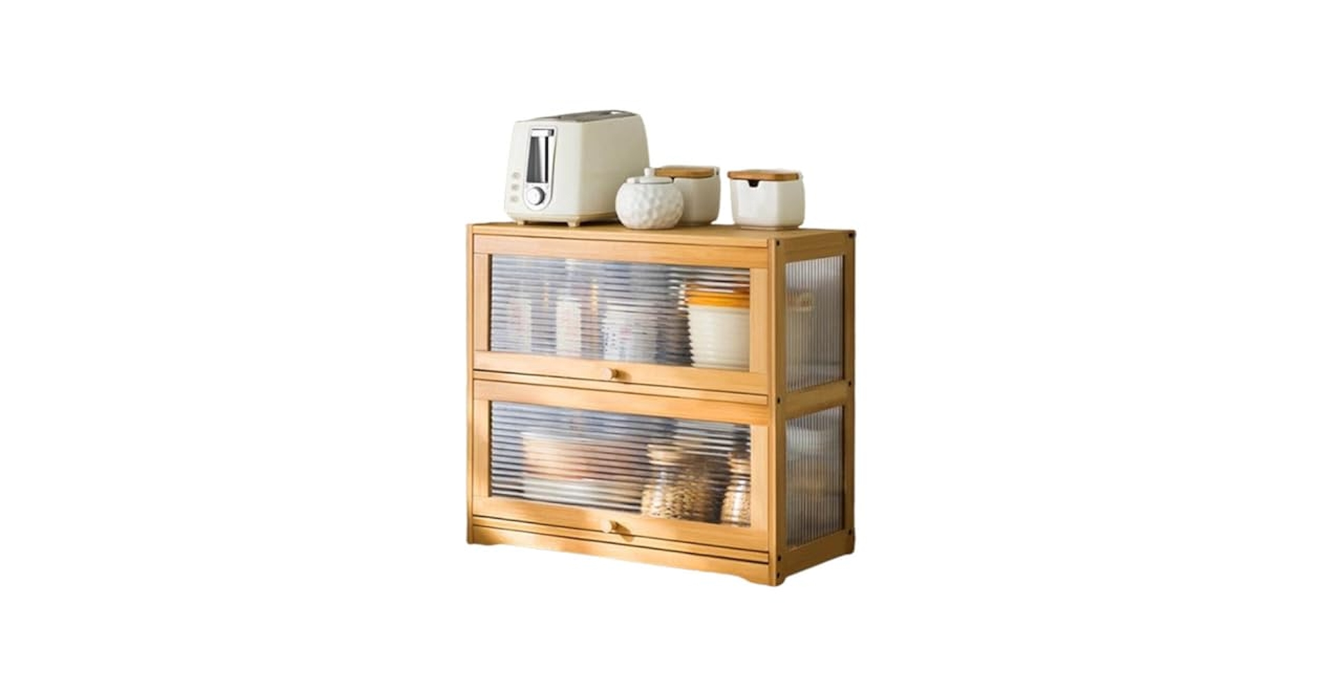 Amazon｜ミニ食器棚 食器棚 幅52/42cm 2段 上置き キッチン収納