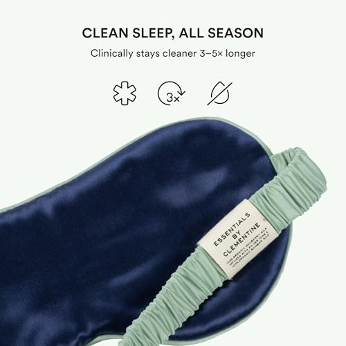 Image of Clementine Sleepwear Essentials Organic Match Point Green Sleep Mask + Hair Bonnet + Queen Size Pillow