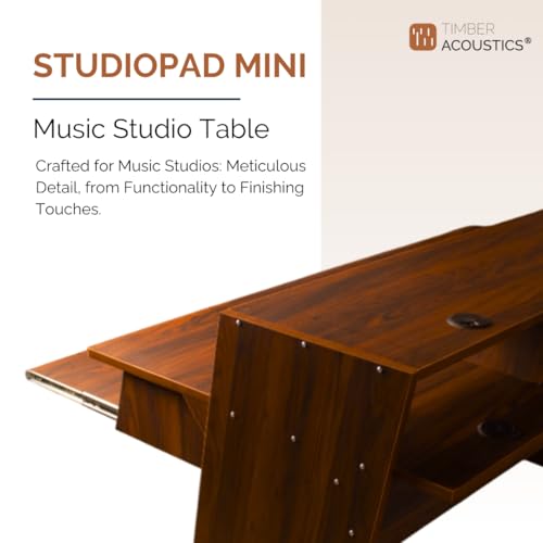 Image of Timber Acoustics StudioPad Mini Music Production Desk for Studio | Professional Music Producer Table for PC, MIDI Keyboard & Audio Setup (3.5' x 2.5') (Brown Oak)