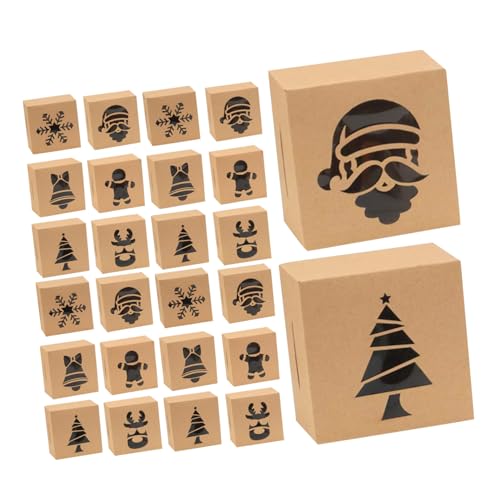 ARTIBETTER 30個クリスマス トリート ボックス 紙製 包装容器 クリア窓付き クッキー キャンディ スイーツ用 ホリデー デザートボックス 小さな