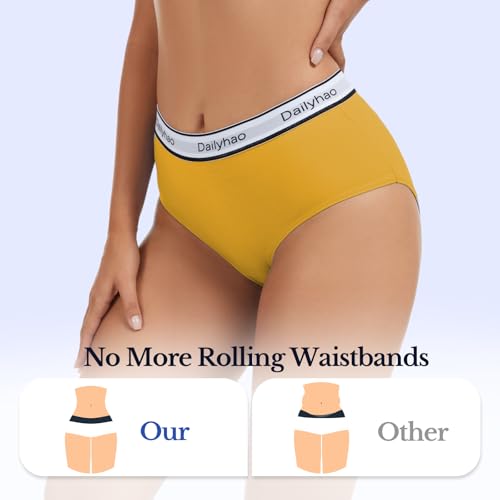 Image of Women's Cotton Underwear Mid Rise Full Coverage Soft Breathable Stretchy Solid Brief (5 Pack)