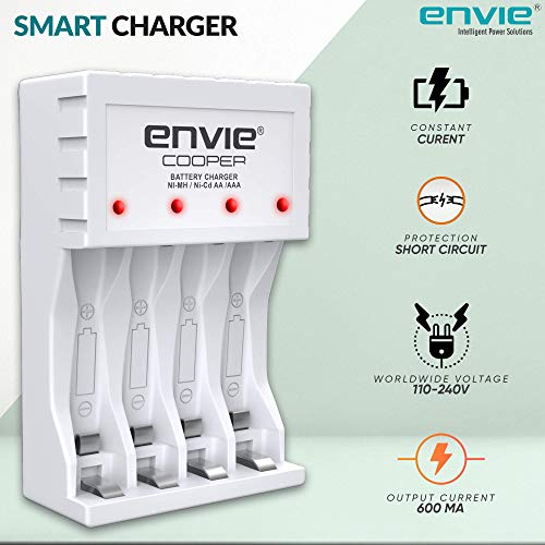 Image of ENVIE (ECR 20 MC+4xAA2800) Standard Rechargeable Battery Charger for AA & AAA Ni-mh /Ni-Cd with Batteries