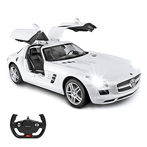 RASTAR Benz Remote Control Car |1:14 RC Mercedes Benz SLS AMG Model Car Toy Car for Kids, Open Doors by Manual - White 2.4GHz