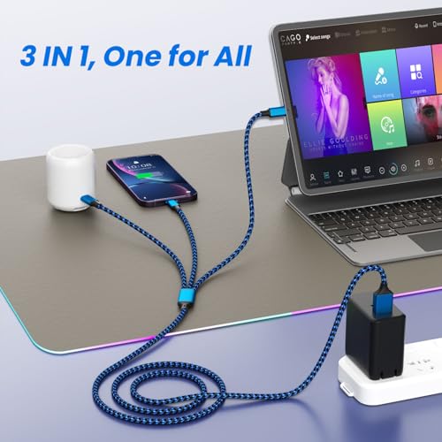 Image of Multi Charging Cable(3Pack 4FT), 3 in 1 Charging Cable for Multiple Devices | USB Multi Charger Cord with Type-C, Micro USB and IP Port for iPhone 17 /16 /15 /14 /13 /iPad /Android /Tablets, Car, Travel, More