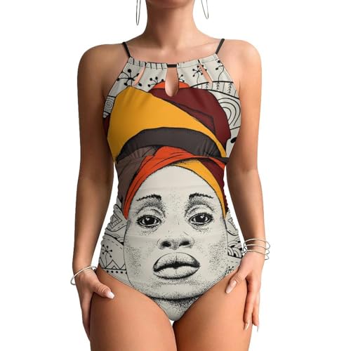 Maillots de bain une pièce femme africaine coloré avec doublure ventre plat intégrée