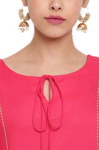 Image of Janasya Women's Turquoise Blue Rayon Kurta With Pant And Dupatta