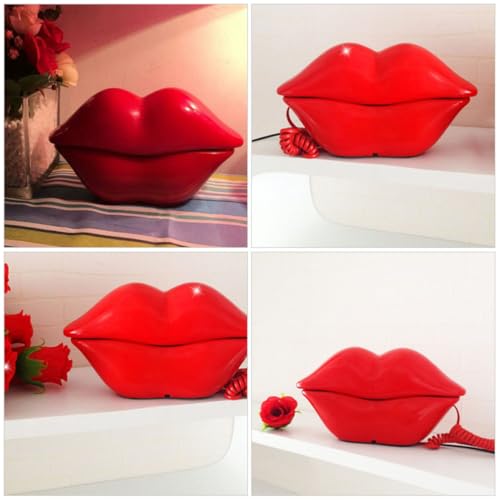 Teléfono labios rojos con cable ABOOFAN para decorar espacios aburridos 4