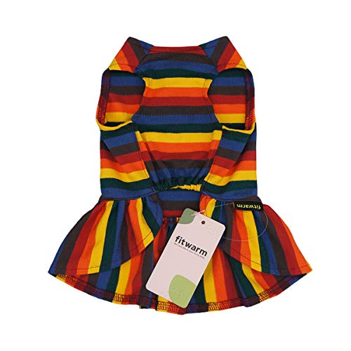 Vestido casual para cães Fitwarm 100% algodão listrado roupas de cachorro colete para filhotes roupa
