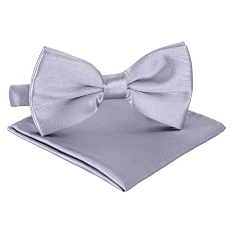 BomGuard Herren Fliege Einstecktuch Set, grau Cover