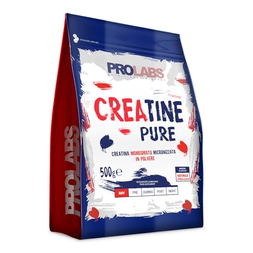 PROLABS – Creatina Monoidrata Creatine PURE Polvere 100% Pura Finissima, Creatina Monoidrato Supporta Forza e Performance Sport Alta Intensità - Integratore 100% Vegan anche Pre Workout, Neutro, 500g