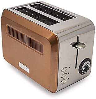 Haden Boston Toaster - Electric Stainless-Steel Toaster with Reheat and Defrost Functions - 685-815W, Two Slice, Copper - CE29