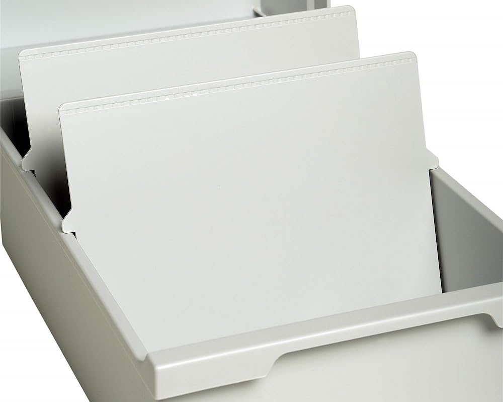 Exacompta - Ref 54340D - Dividers for Index Cards - Suitanble for A5 Documents, Landscape Orientation, 2 Dividers Included, Made from Polystyrene - Light Grey