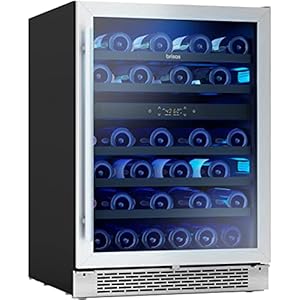 Zephyr Brisas 24 Inch Wine Fridge Dual Zone Under Counter – Low Noise Countertop Wine Cooler Cellars Cabinet Home Bar Freestanding Wine Refrigerator with Glass Door and Temp Control, 46 Bottles