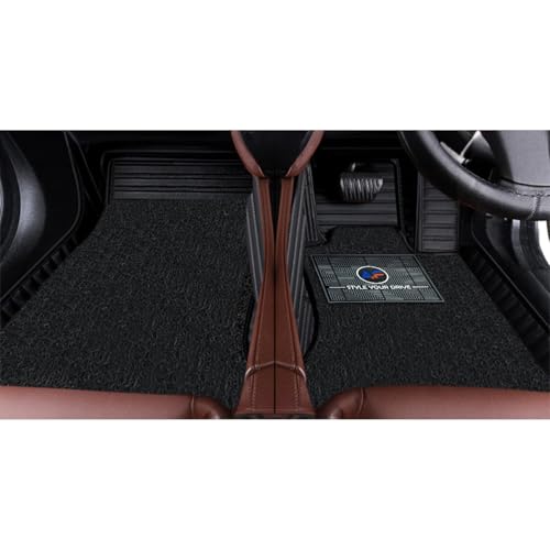 Image of Autofurnish Premium 9D Car Mat Full Set for Mahindra XUV 3XO (Automatic) 2024 || Luxury Leather Dual-Stitch Full Set 9D Car Floor Mat || 100% Waterproof || Color : Black Black