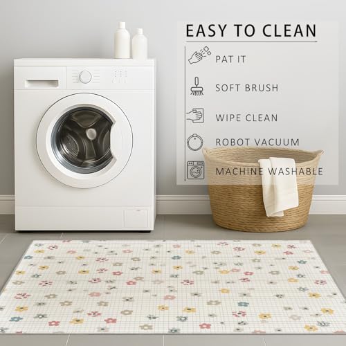 Tapis de salon antidérapant et lavable grand format blanc