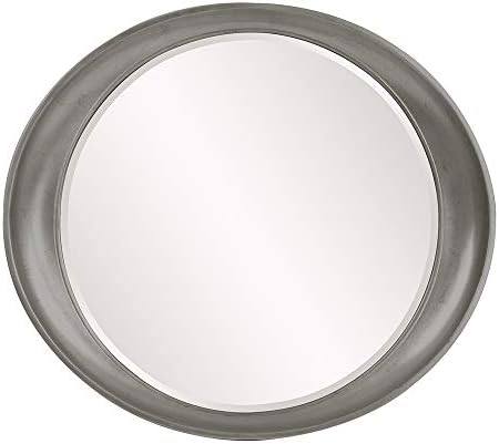 Howard Elliott Eclipse Oval Hanging Vanity Mirror for Wall, Beveled Edges Round Glass Mirror Resin Design, Classic Mirror for Living Room, Bedroom, Entryway & Bathroom, 39 x 35 Inch