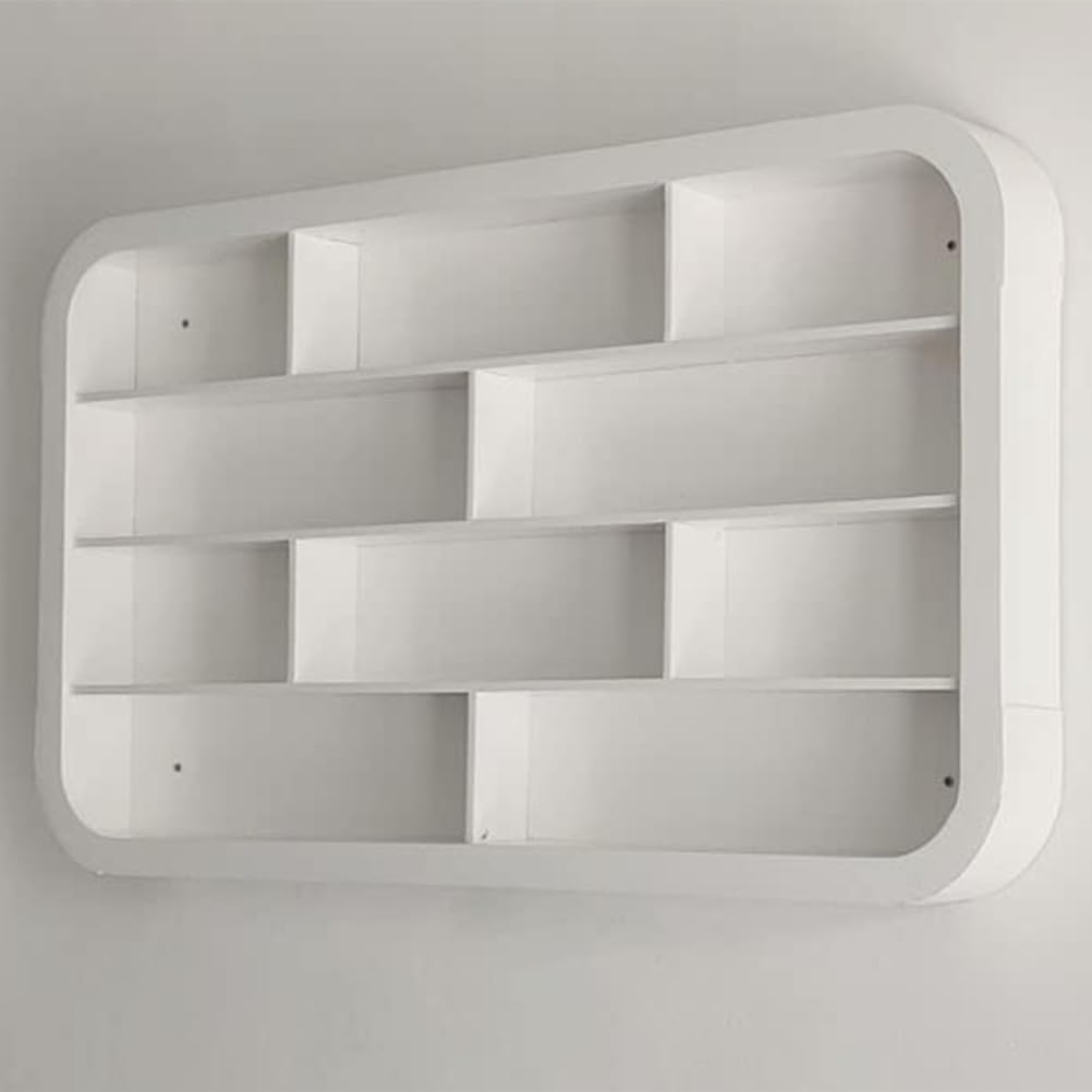 Organizador De Esmaltes De UñAs Blancos con Panel Trasero, Expositor De CosméTicos Montado En La Pared, Estantes Flotantes Multiusos para Salones Y Hogares,0.8m