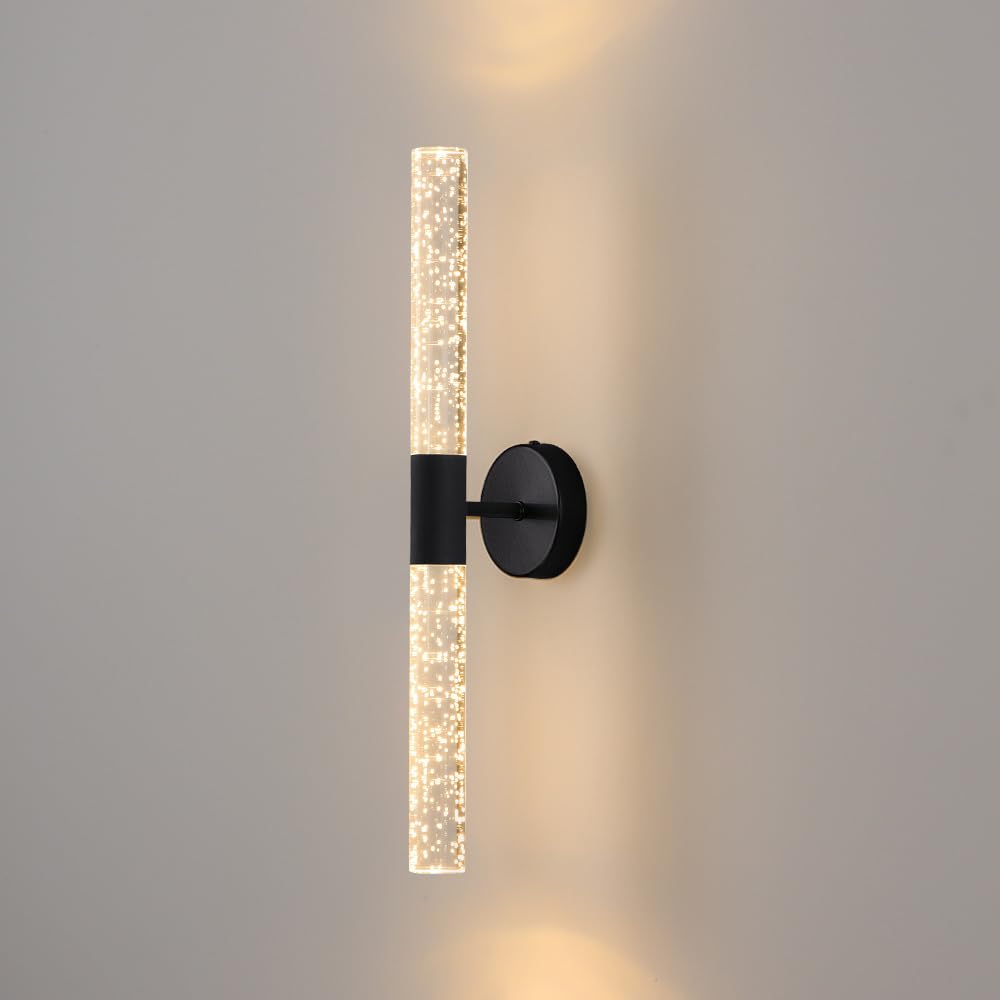 Aplique de pared lineal de alta gama acabado oscuro con burbujas de cristal de 51 cm