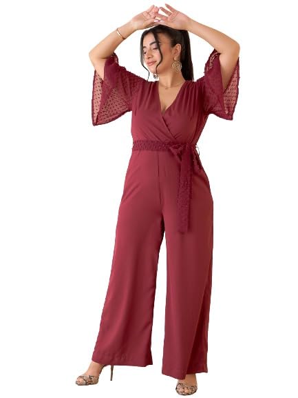 KASSUALLYCURVE jumpsuits for women Embelsihed Sleeves Solid Jumpsuit