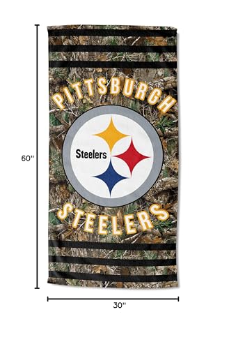 Image of Northwest NFL Pittsburgh Steelers Unisex-Adult Beach Towel, 30 inch x 60 inch, Realtree Camo Stripes