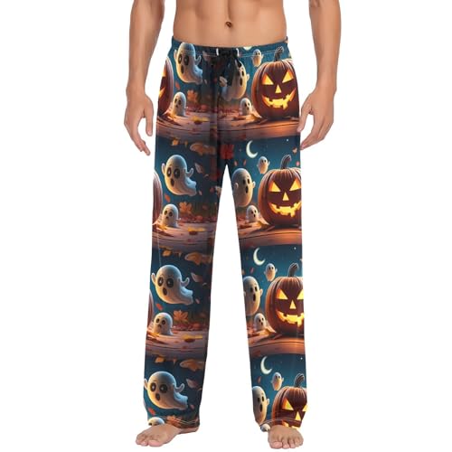 Pumpkin & Spirits Men's Cotton Pajama Pants with Pockets and Drawstring Comfortable and Stylish,S2