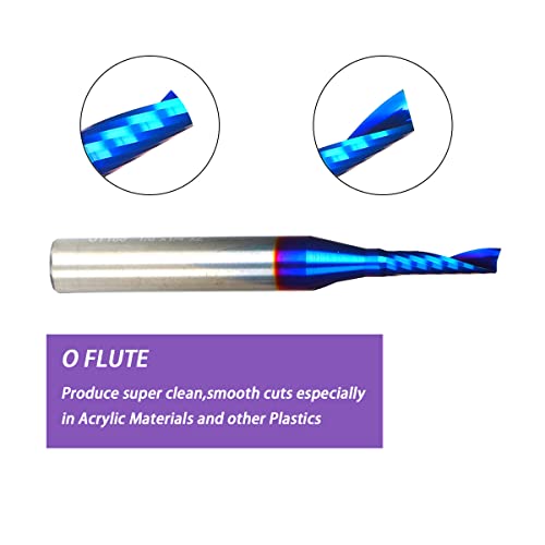 Ruhi Uo110 O-Flute Up Cut Solid Carbide Cnc Spiral Router Bit, With 1/8 X 1/2 X 1/4 X 2", Shank: 1/4" #TOP2