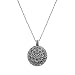 Antique Silver Tone Round Flowers Pendant Necklace Chain Long Necklace (Antique Style 1)