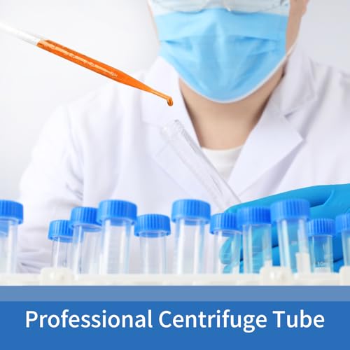 Bipee Plastic Centrifuge Tubes, 15ml, Conical Bottom, Graduated Marks, Blue Screw Cap, Pack of 100pcs