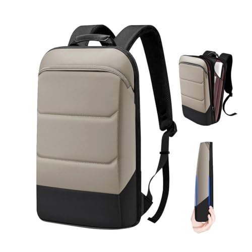 17 Zaino PC Portatili Sottile ed Espandibile Zaino da Viaggio Antifurto Impermeabile Zaino per Laptop con Porta USB per Lavoro Scuola Viaggio Uomo Donna，Marrone