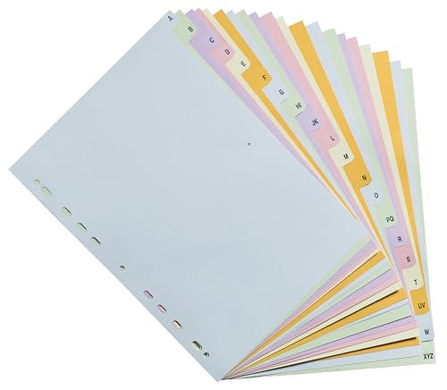 Exacompta - Ref. 2621E – 1 Register aus Pastellkarte 170 g/m² Forever mit 20 alphabetischen Drucktasten von A bis Z – Format zum Ordnen A4 – Maße: 22,5 x 29,7 cm – verschiedene Pastellfarben